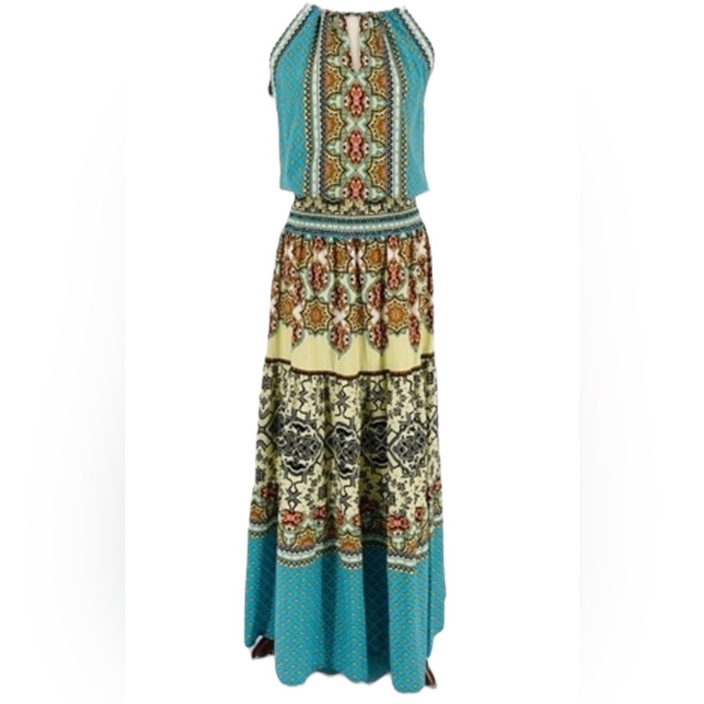 Hale Bob Colorful Bohemian Maxi Dress Size Medium